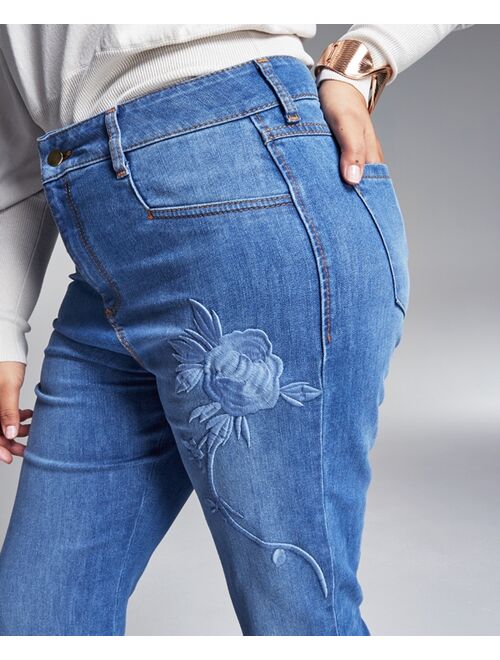 INC International Concepts Misa Hylton Embroidered Flare-Leg Jeans, Created for Macy's