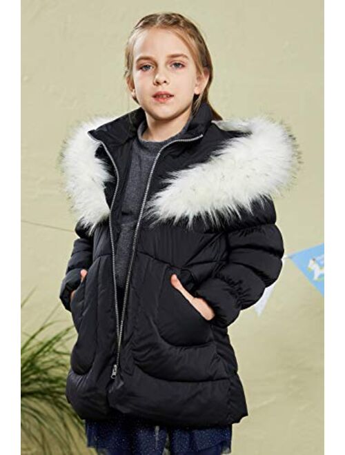 Orolay Girl's Hooded Winter Down Coat Puffer Jacket with Faux Fur Trim