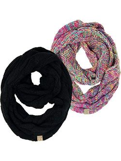 Funky Junque Kids Baby Beanies Matching Cable Knit Winter Infinity Scarf