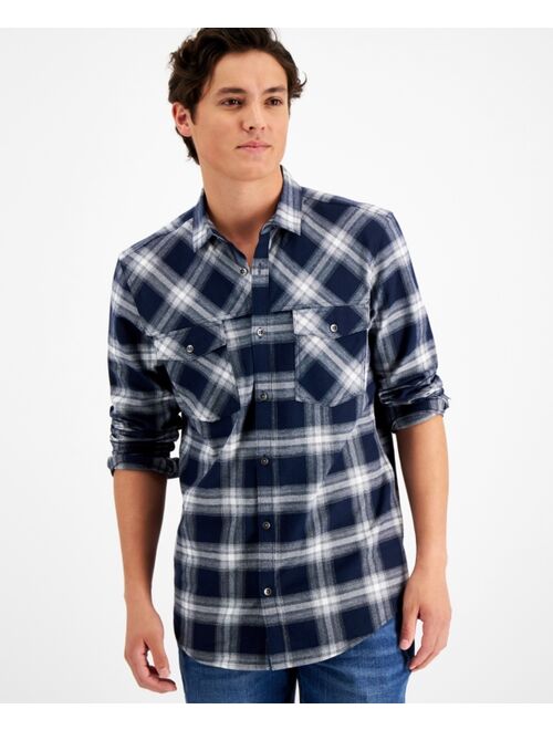 INC International Concepts Men's Regular-Fit Plaid Flannel Shirt, Created for Macy's