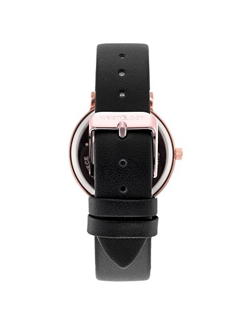 WRISTOLOGY Olivia Rose Gold Womens Watch - for Nurses Large Face Analog Easy to Read Numbers with Second Hand Black Leather Band