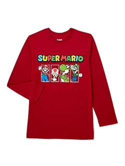 Nintendo Boys Super Mario Bros, Mario Kart Long Sleeve Graphic Tee Shirt Top