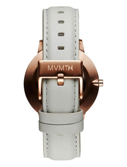 MVMT Women's Boulevard Beverly Gray Leather Strap Watch 38mm