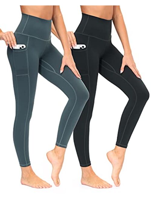 Youthor 2 Pack Workout Leggings for Women, High Waisted Yoga Pants for Women, Leggings with Pockets for Women Tummy Control
