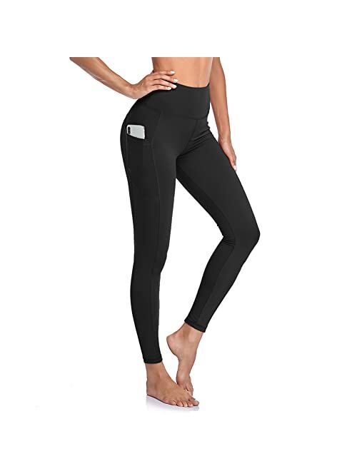 High Waist Yoga Pants with Pockets for Women - Tummy Control 4 Way Stretch Workout Running Yoga Leggings