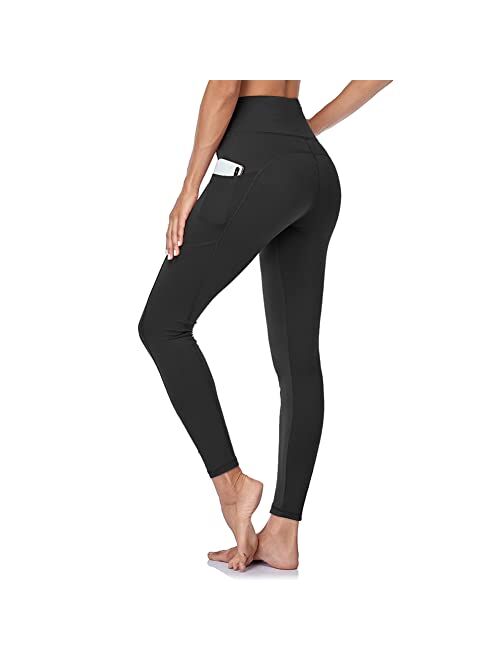 High Waist Yoga Pants with Pockets for Women - Tummy Control 4 Way Stretch Workout Running Yoga Leggings