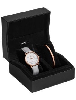 Women's Boulevard Beverly Marble Light Gray Leather Strap Watch 38mm Gift Set