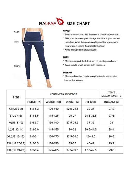 BALEAF Women's Fleece Lined Winter Leggings Thermal Yoga Pants Inner Pocket