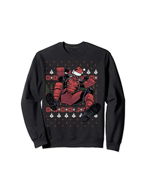 Marvel Deadpool Santa Hat Ugly Christmas Sweater Sweatshirt