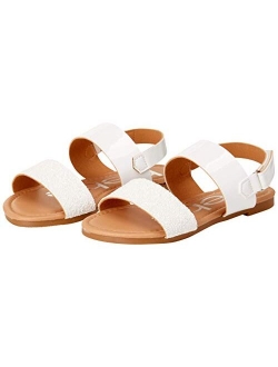 bebe Girls’ Sandal – Two Strapped Open Toe Glitter Leatherette Sandals with Heel Strap (Toddler/Little Kid)