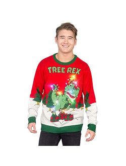 Tree Rex Light Up T-Rex Adult Ugly Christmas Sweater