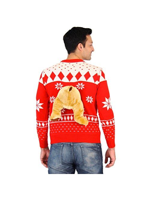 Red 3D Reindeer Moose Ugly Christmas Sweater