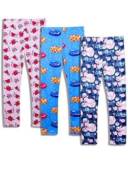iLover Girls Cute Stretch Athletic Leggings Kids Yoga Pants Ankle Length 3 Packs Size 4-13T
