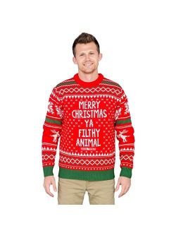 Merry Christmas Ya Filthy Animal Snowflake and Reindeer Adult Ugly Sweater