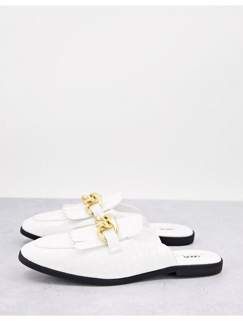 Asos Design chain detail mule loafer in white faux croc