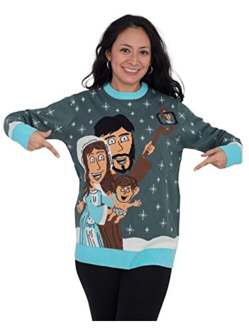Jesus Joseph Mary Selfie Stick Family Picture Ugly Christmas Sweater