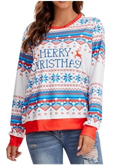 PLUSFILE Unisex Ugly Christmas Sweatshirt 3D Digital Printed Funny Shirt Long Sleeve Pullover Sweater shirt