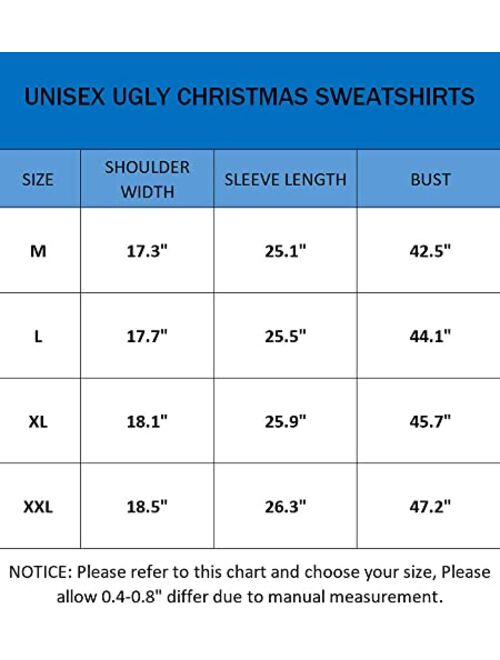PLUSFILE Unisex Ugly Christmas Sweatshirt 3D Digital Printed Funny Shirt Long Sleeve Pullover Sweater shirt