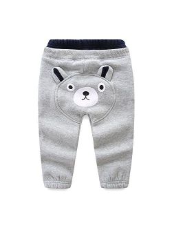 Mud Kingdom Kids Fleece Jogger Pants Winter Cute Bear