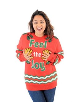 Feel The Joy Groping Hands Adult Red Ugly Christmas Sweater