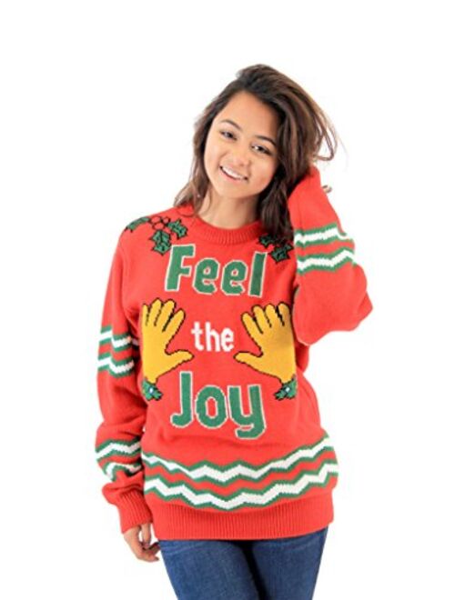 Feel The Joy Groping Hands Adult Red Ugly Christmas Sweater