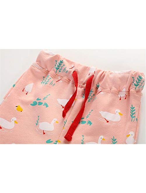 Mud Kingdom Little Girls Jogger Pants Drawstring Cute Cartoon Prints Casual