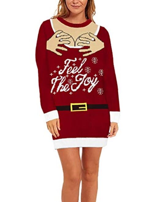 Sovoyontee Women's Cute Funny Hilarious Ugly Christmas Sweater Dress