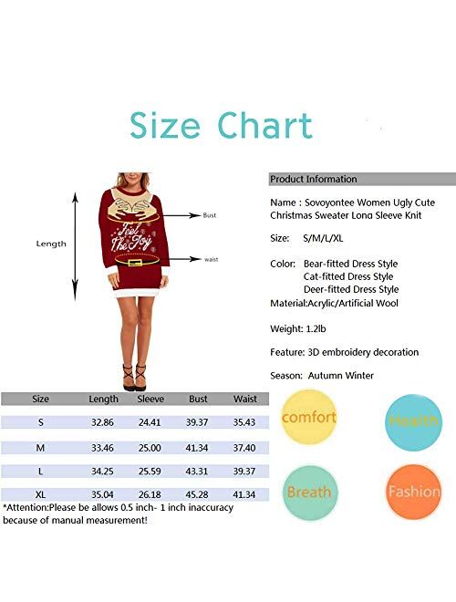 Sovoyontee Women's Cute Funny Hilarious Ugly Christmas Sweater Dress