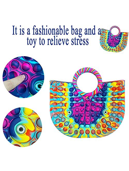 Push Bubble Fidget Pop Handbags， Fidget Handbag Toys for Girls and Women's Handbags Pop Bubble Fidget Sensory Toy Handbags (Rainbow)