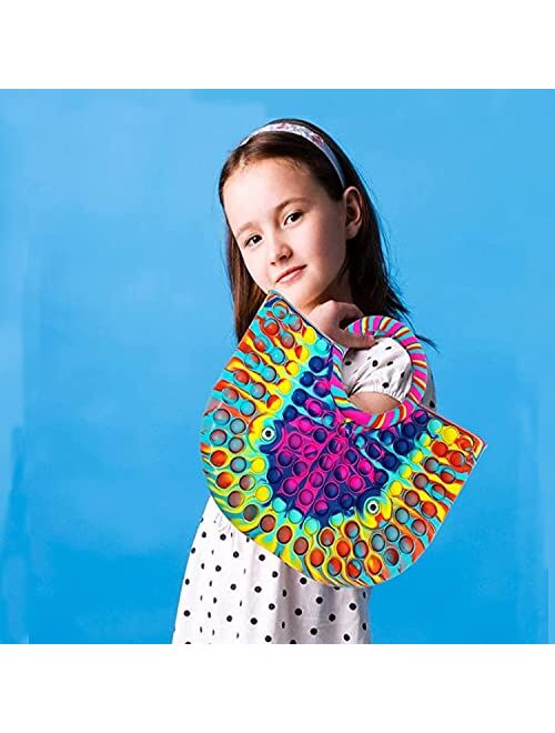 Push Bubble Fidget Pop Handbags， Fidget Handbag Toys for Girls and Women's Handbags Pop Bubble Fidget Sensory Toy Handbags (Rainbow)