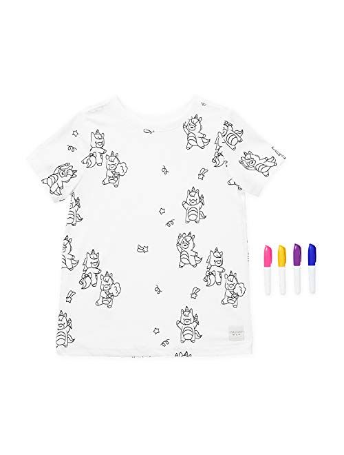 Cubcoats Uki The Unicorn Coloring Tee Shirt with Washable Marker Set Girls Tee Shirt