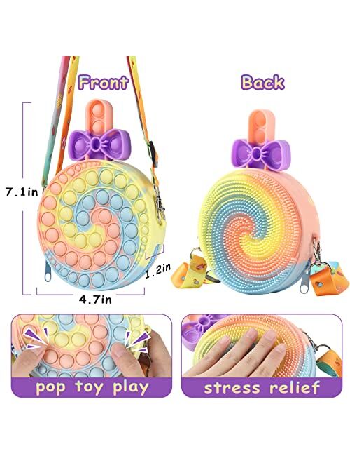 Defelix Pop Purse, Fidget Purse for Girls and Women Pop Shoulder Bag Fidget Toys for Anxiety Stress Relief