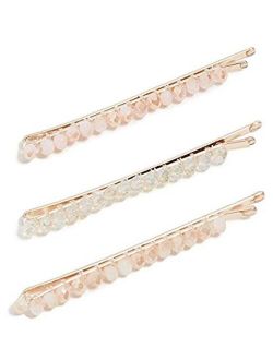 Kitsch Fashion Bobby Pins, 2.5 Inches Long Metal Hair Pins, Gold Pins with Beading, 3 Pcs (Blush)