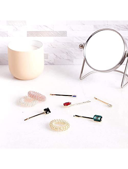 Decorative Jeweled Bobby Pins with Rhinestone Gems for Women's Hair (10 Pack)