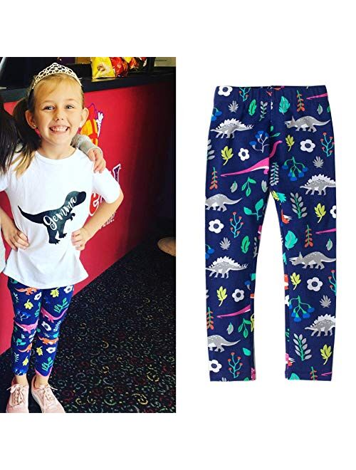 Julerwoo Girls Tie Dye Leggings Dinosaur Printed Pants Size 2-10 Years
