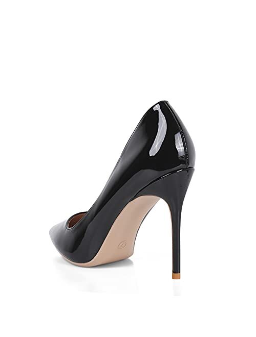 GENSHUO High Heel, 10cm/3.94 Inch Stiletto High Heel Shoes for Women Pointed Toe Party Evening Dress Pumps Prom