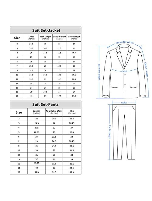 ELPA ELPA Boys Suits Slim Fit Formal Dresswear Suit Set