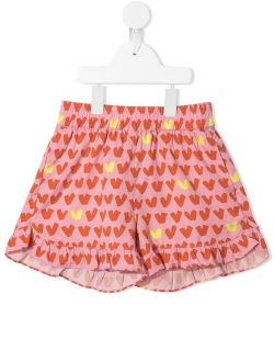 Kids Heart-Print Ruffle-Hem Shorts