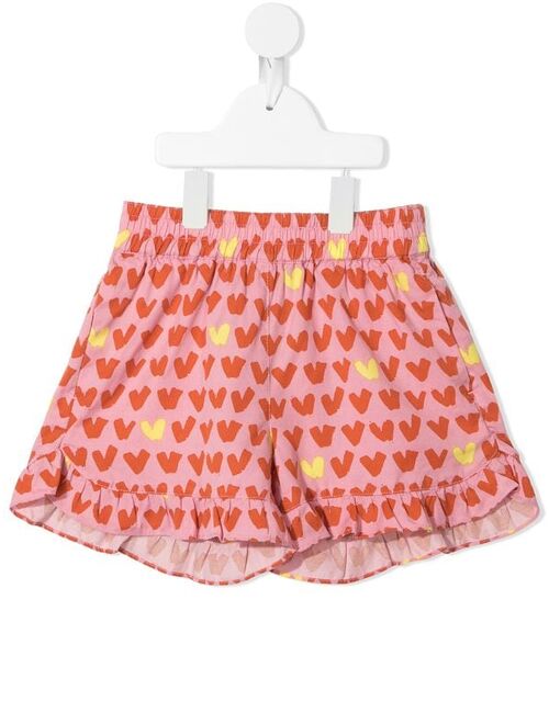 Stella McCartney Kids Heart-Print Ruffle-Hem Shorts