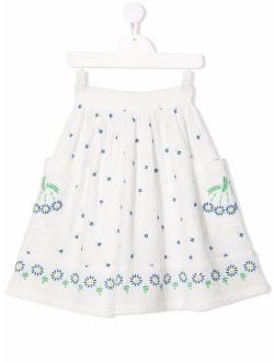 Kids Embroidered-Flowers Cotton Skirt