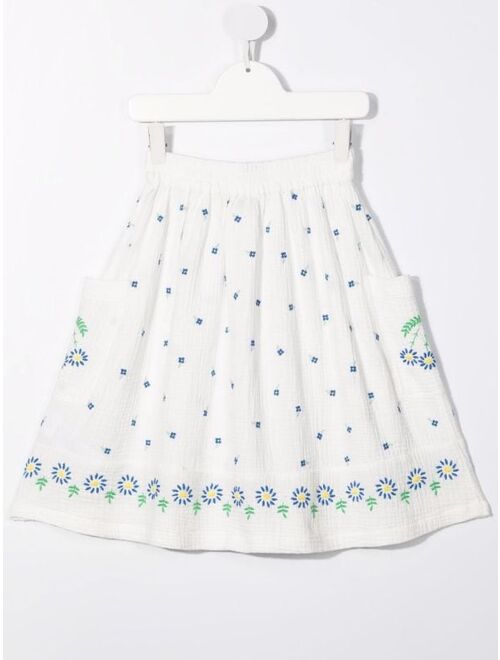 Stella McCartney Kids Embroidered-Flowers Cotton Skirt