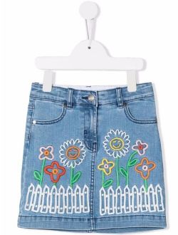 Kids Embroidered Denim Skirt