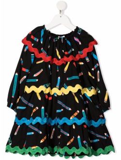 Kids Pencil-Print Tiered Dress