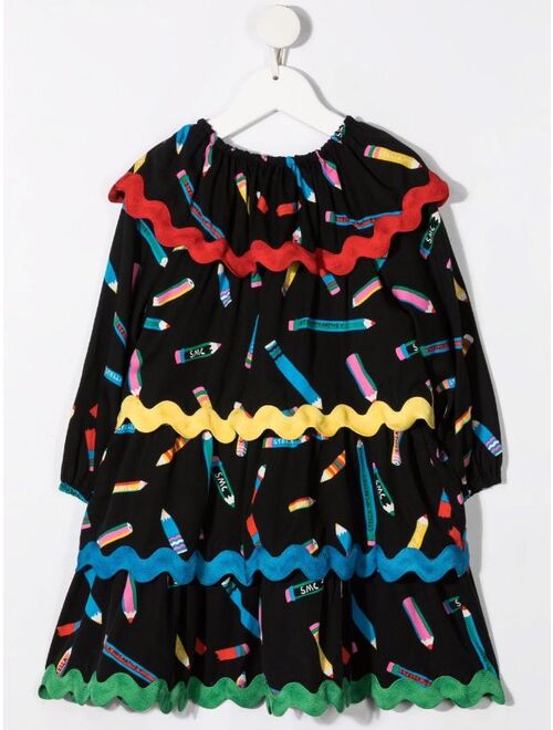 Stella McCartney Kids Pencil-Print Tiered Dress