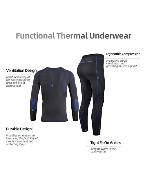 Thermal Underwear for Men Long Johns for Men Long Underwear Mens, Base Layer Men Cold Weather