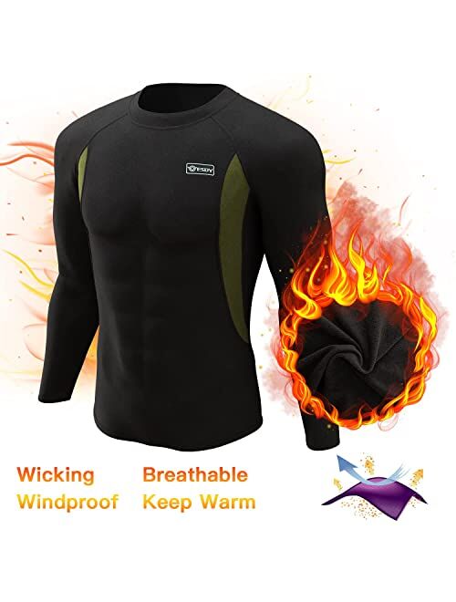 romision Thermal Underwear for Men, Fleece Base Layer Top & Bottom Set, Insulated Long Johns for Cold Weather Hunting