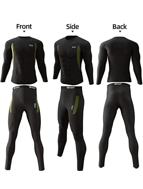 romision Thermal Underwear for Men, Fleece Base Layer Top & Bottom Set, Insulated Long Johns for Cold Weather Hunting
