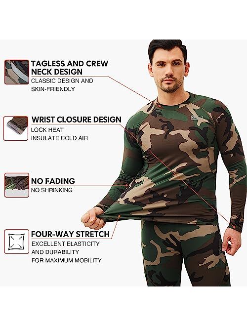 Thermal Underwear Set Winter Hunting Gear Sport Long Johns Base Layer Bottom Top Midweight
