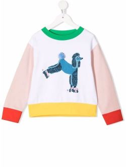 Kids Poodle-Print Colour-Block Sweatshirt