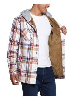 Fleece Lined Flannel Hoodie Zip Up Shirt Jacket